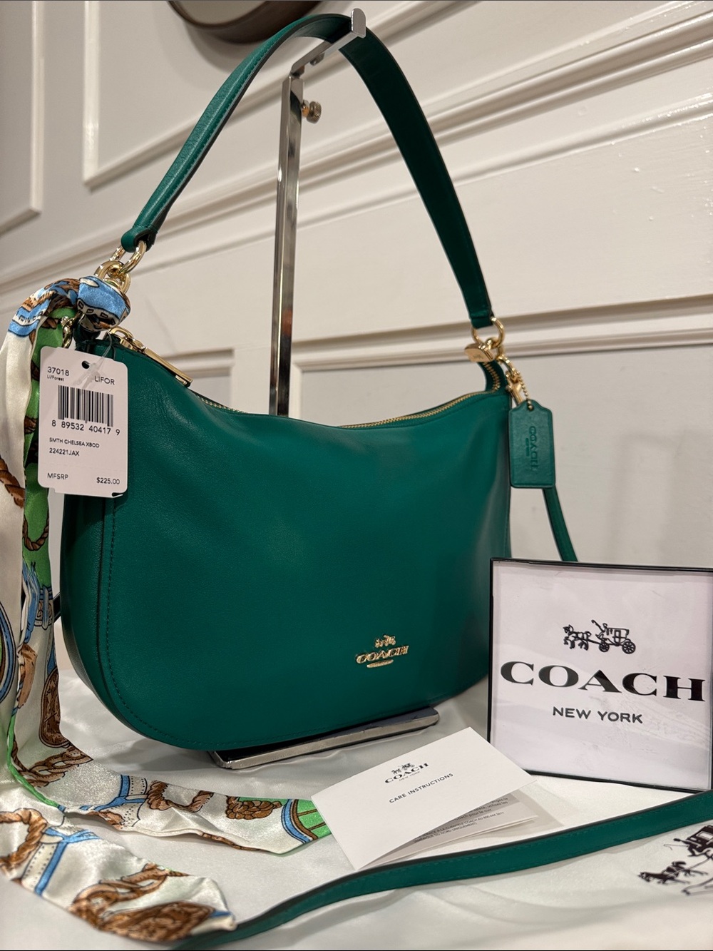 Coach Bag Chelsea Forest Green Leather Crossbody NWT